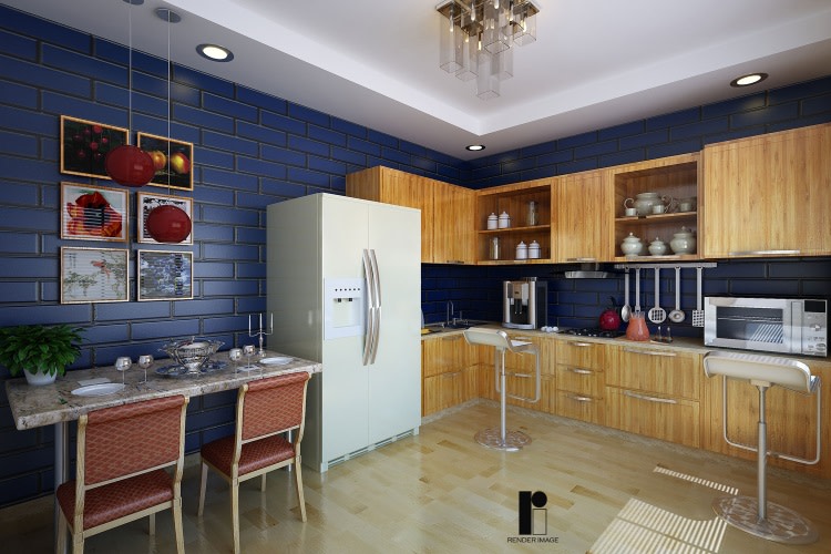 A modern L shaped kitchen by Render Image Modular-kitchen Modern | Interior Design Photos & Ideas