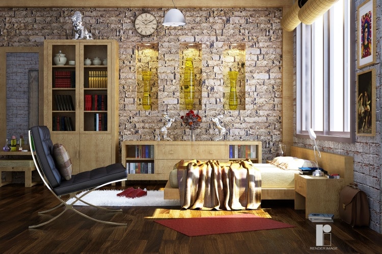 3D design of a master bedroom by Render Image Bedroom Modern | Interior Design Photos & Ideas