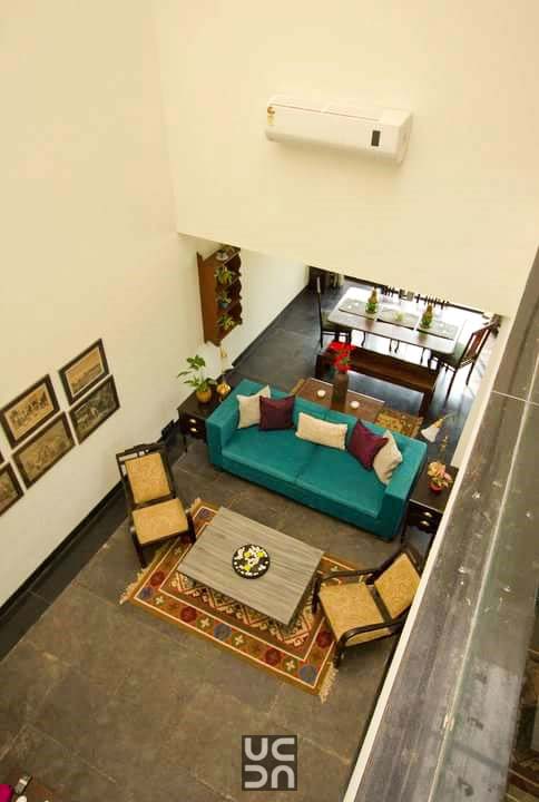 Beautiful living room area from top view by Amrita Rajput Living-room Modern | Interior Design Photos & Ideas