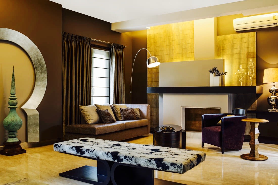 Functional Living Room Space With Chrome Floor Lamp by Sakshi Gugnani Living-room Modern | Interior Design Photos & Ideas