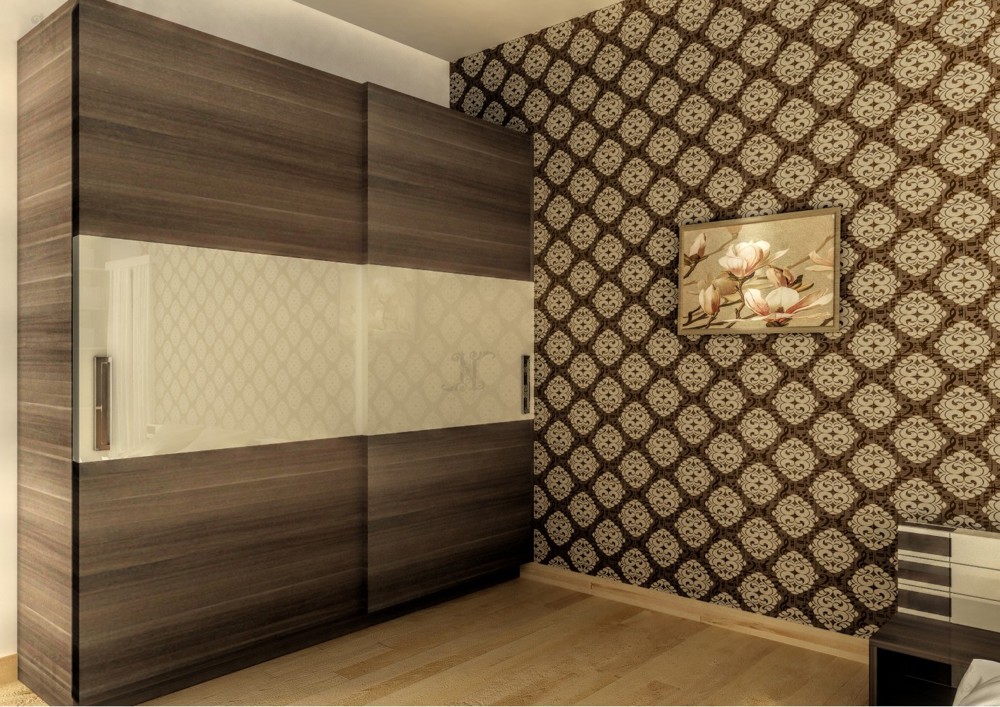 3D design of wardrobe in bedroom by Noah Interiors Bedroom Modern | Interior Design Photos & Ideas