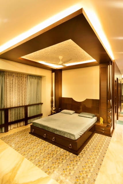 A master bedroom with marble flooring by Five Elements Bedroom Modern | Interior Design Photos & Ideas