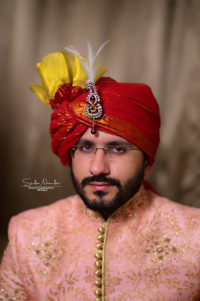 Rich Red Turban With Golden Hues Embraced By Red Stoned by Sourab Sharma Wedding-photography | Weddings Photos & Ideas