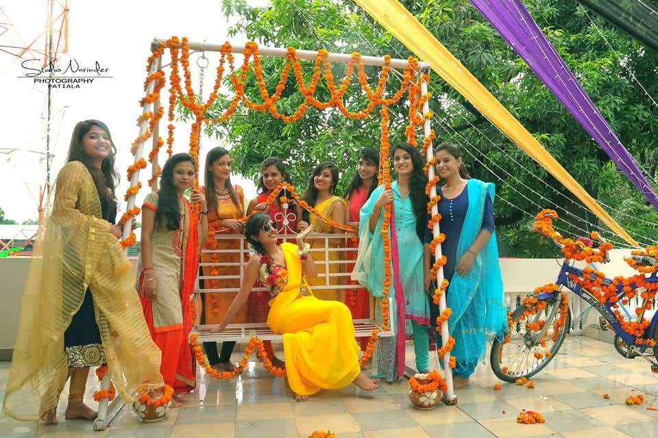 Stylish Bride Striking A Pose With Her Girl Gang by Sourab Sharma Wedding-photography | Weddings Photos & Ideas