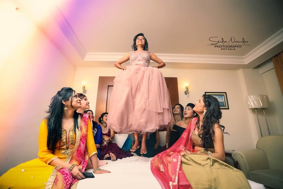 Candid Shot Of Bride With Bridesmaids Amidst Dancing by Sourab Sharma Wedding-photography | Weddings Photos & Ideas