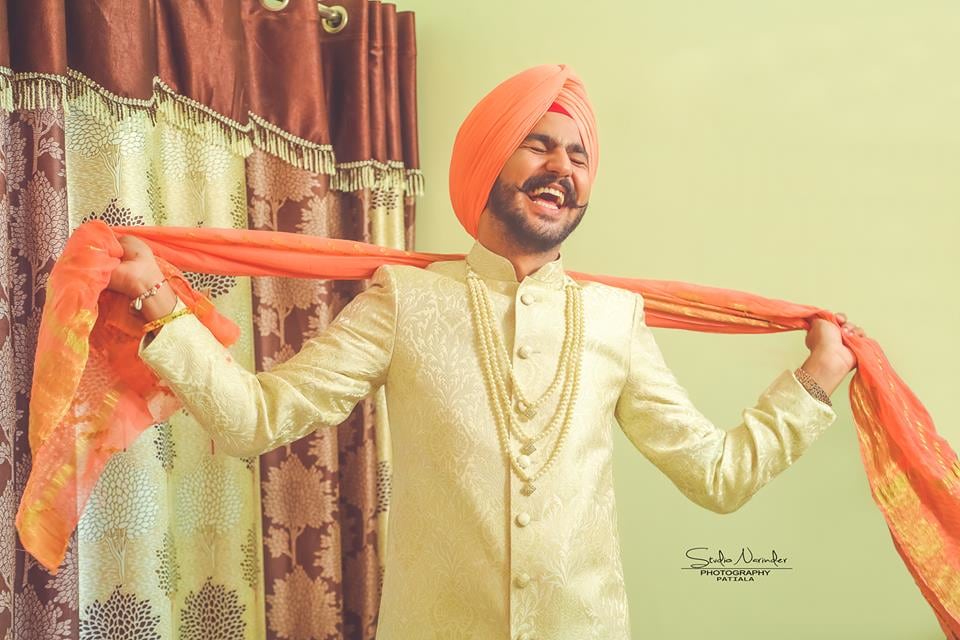 Intricate Off White Sherwani With Pearl Beads Completing Its Look With Orange Turban by Sourab Sharma Wedding-photography Groom-wear-and-accessories | Weddings Photos & Ideas