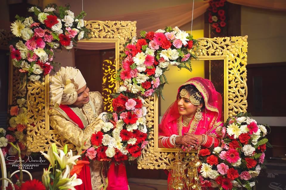 Golden Carved Frames With Floral decoration For Wedding Shoot by Sourab Sharma Wedding-photography | Weddings Photos & Ideas