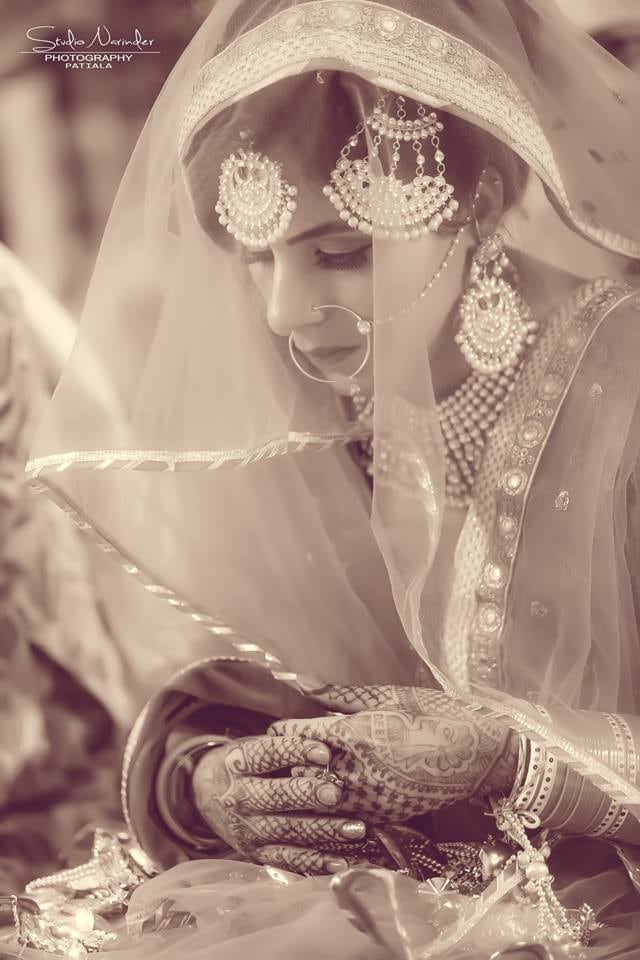 Black And White Shot Of Bride Highlighting Her Crescent Side Mang Tikka by Sourab Sharma Wedding-photography | Weddings Photos & Ideas