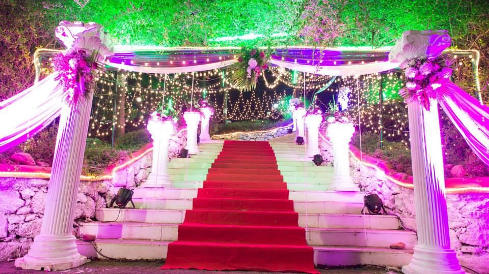 Majestic Entrance Decor With Giant Pillars On Stairs And String Lights by Terence Savio Pimenta Wedding-photography | Weddings Photos & Ideas