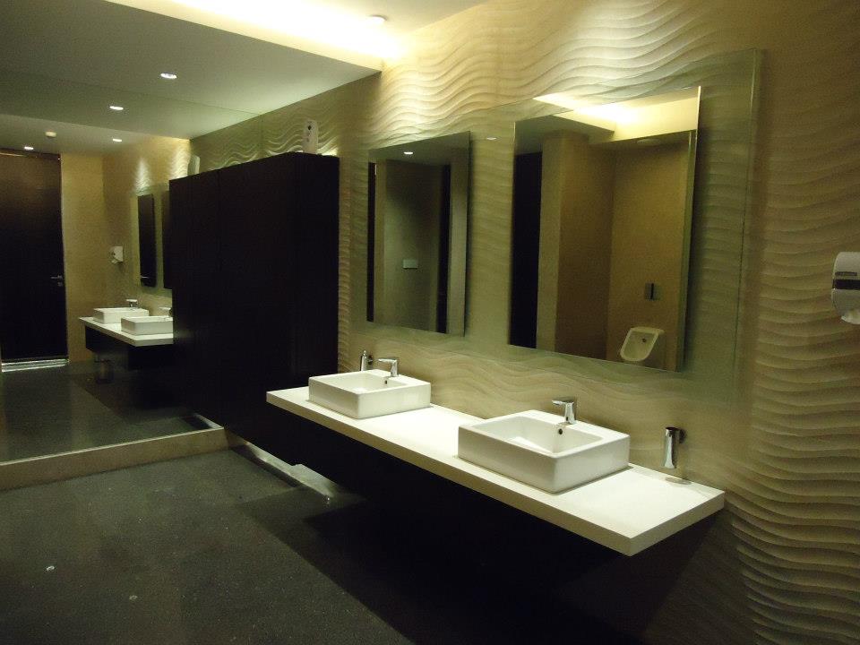 Commercial Bathroom With Textured Wall by Limited Edition Design Studio Bathroom Modern | Interior Design Photos & Ideas