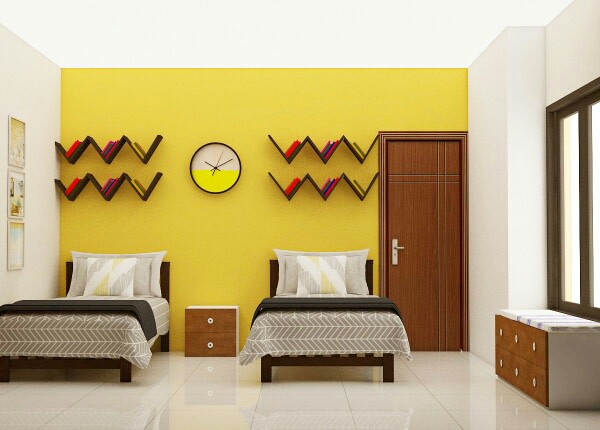 A yellow themed bedroom! by Synergy Ash Architects Bedroom | Interior Design Photos & Ideas
