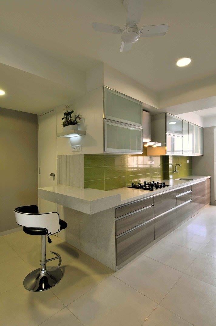 Modular kitchen with marble flooring by Midas Dezign - The Golden Touch Modular-kitchen Modern | Interior Design Photos & Ideas