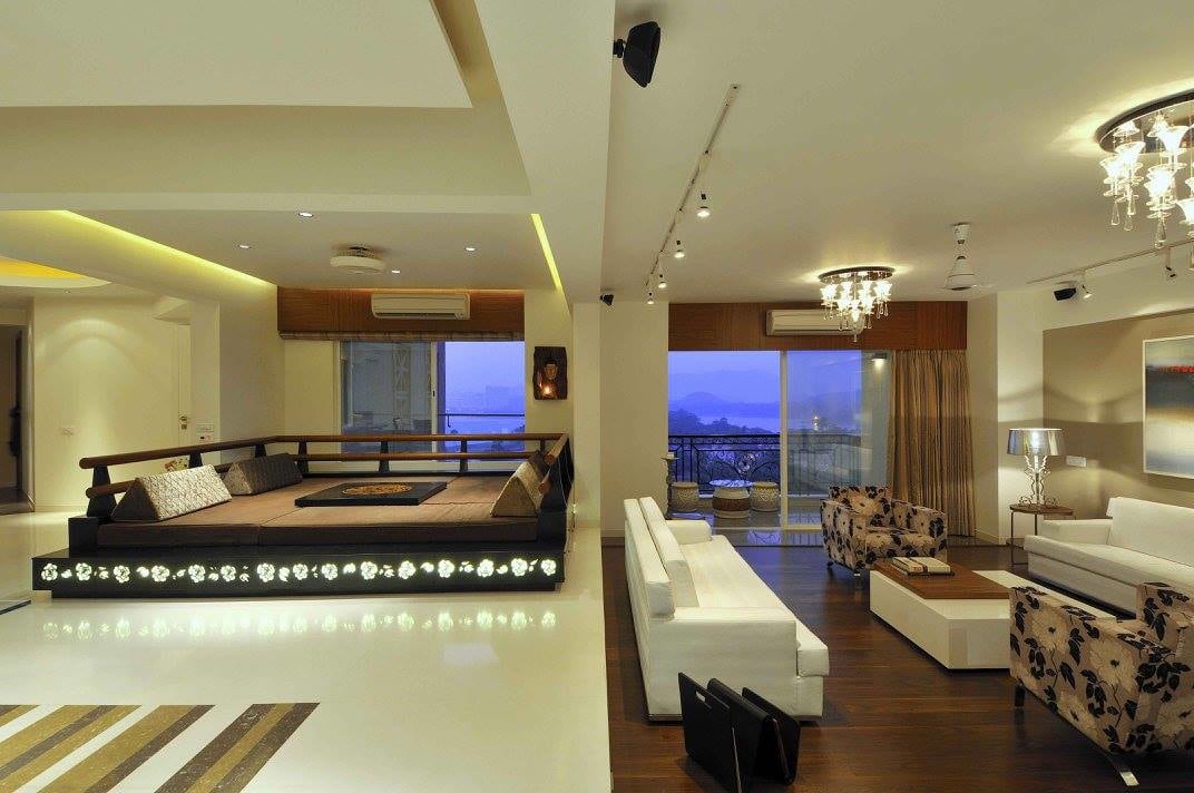 Living room with wooden and marble flooring by Midas Dezign - The Golden Touch Living-room Contemporary | Interior Design Photos & Ideas