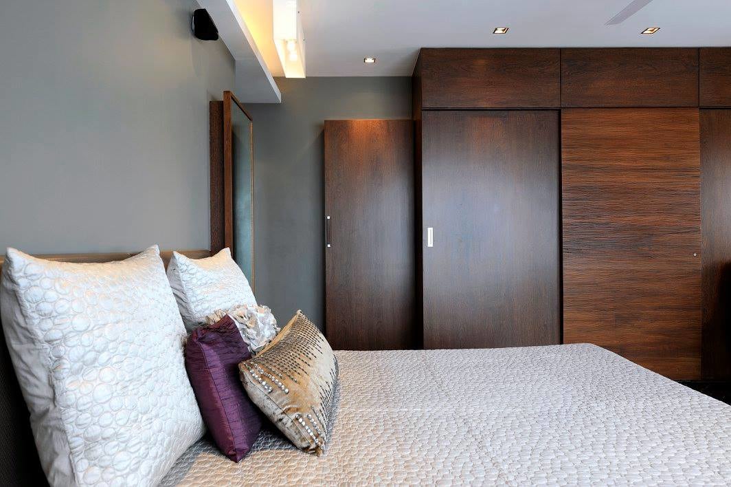 Contemporary bedroom with wooden wardrobe by Midas Dezign - The Golden Touch Bedroom Contemporary | Interior Design Photos & Ideas