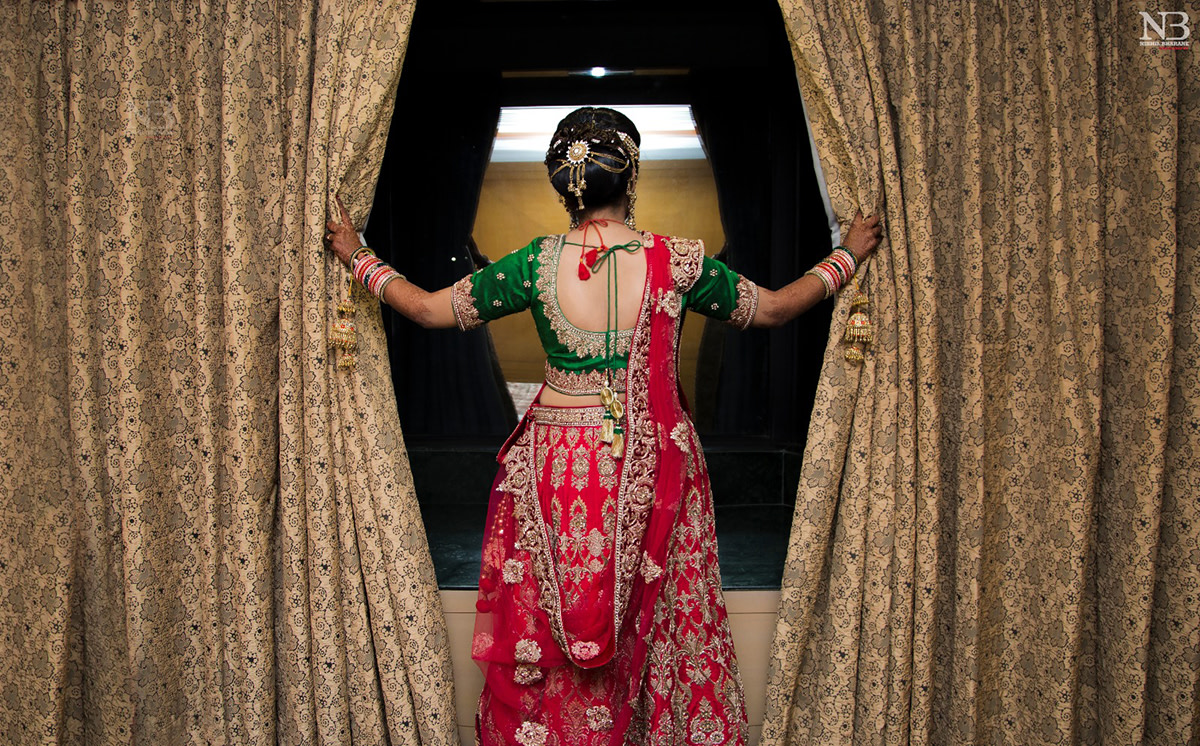 Backless Green Choli With Extension Hangings Embroidered With Golden Motifs by Nikhil Y. Bharane Wedding-photography | Weddings Photos & Ideas