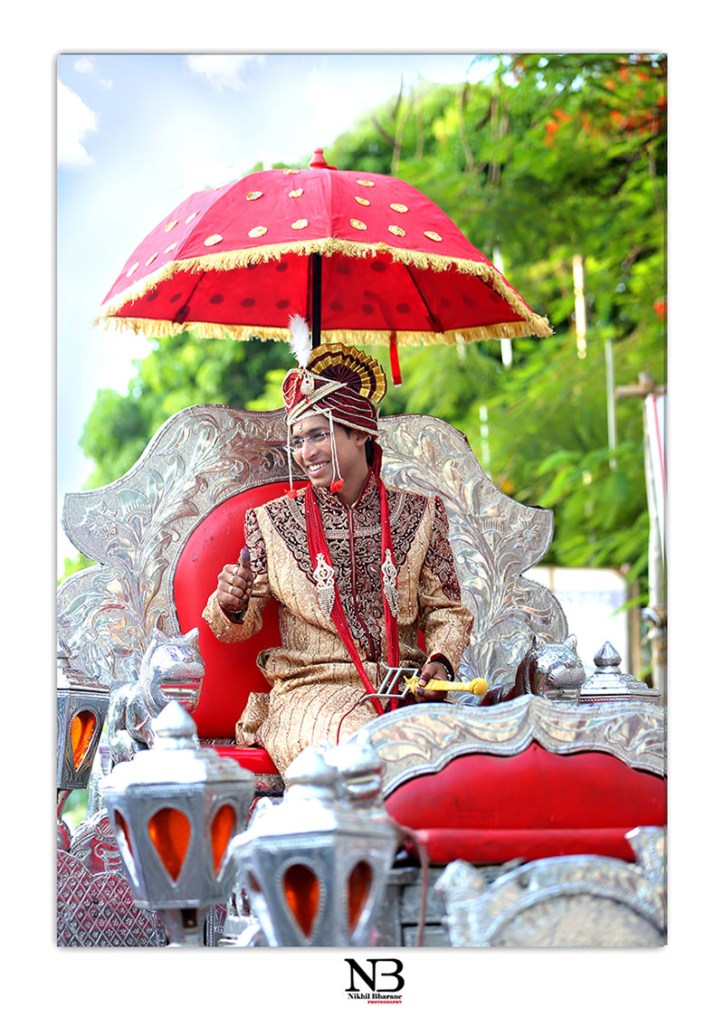 Candid Shot Of Groom On A Grand Wedding Horse Drawn Carriages by Nikhil Y. Bharane Wedding-photography | Weddings Photos & Ideas