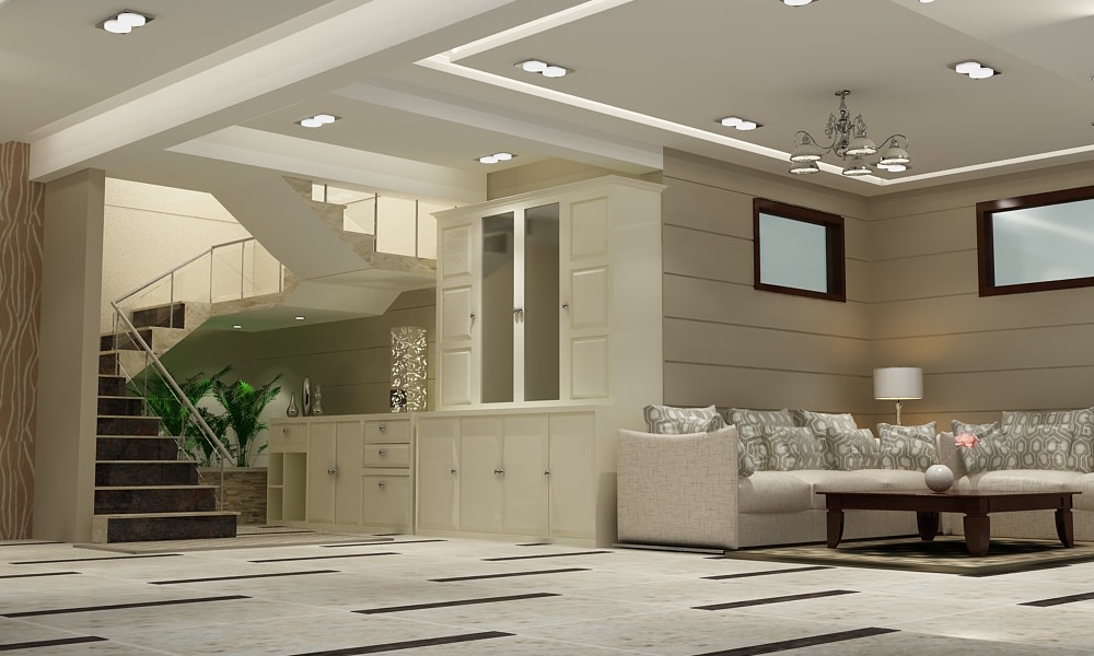 3D design of a living room with marble flooring by SA Design Group Living-room Modern | Interior Design Photos & Ideas