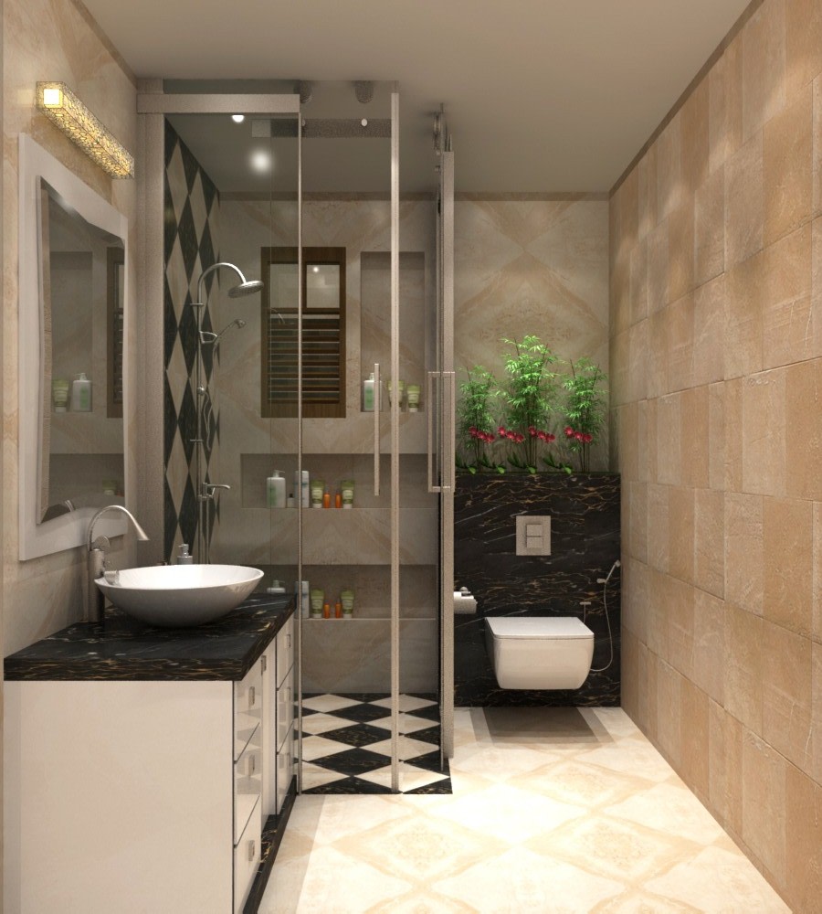 3D design of a modern bathroom with marble flooring by SA Design Group Bathroom Modern | Interior Design Photos & Ideas