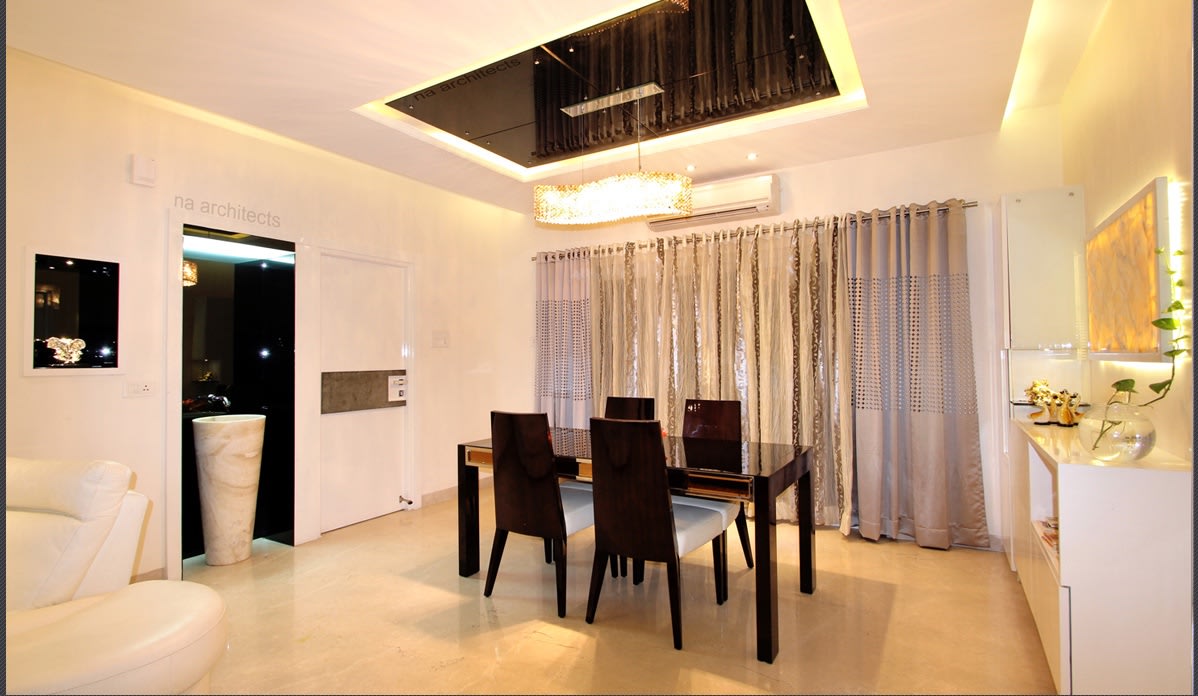 Rectangular Dining Table With Marble Flooring In Dining Room by Amit Sharma Dining-room Contemporary | Interior Design Photos & Ideas