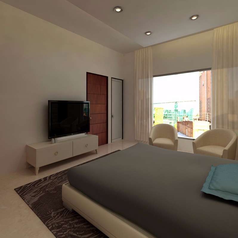 Bedroom With Beige Shade Interiors by Amit Sharma Bedroom Contemporary | Interior Design Photos & Ideas