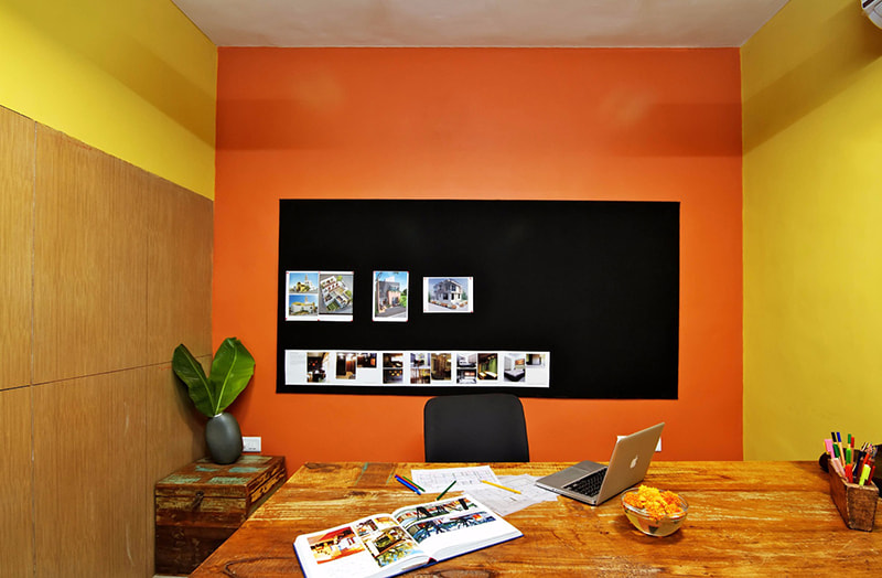 The Office Space With Bright Color by Ignitus Architectural Studio | Interior Design Photos & Ideas