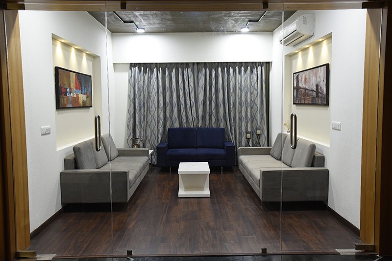 Grey Shaded Lawson Style Sofa With Wooden Flooring by Ankil Desai Living-room Modern | Interior Design Photos & Ideas
