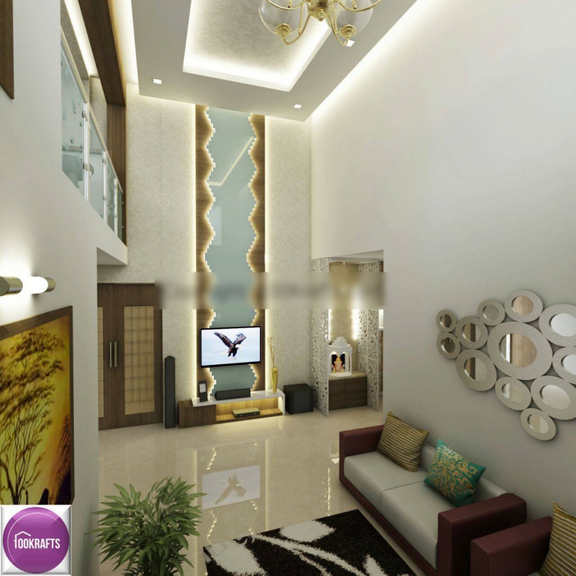 Modern Living Room with Artistic Decor by 100krafts Living-room Contemporary | Interior Design Photos & Ideas