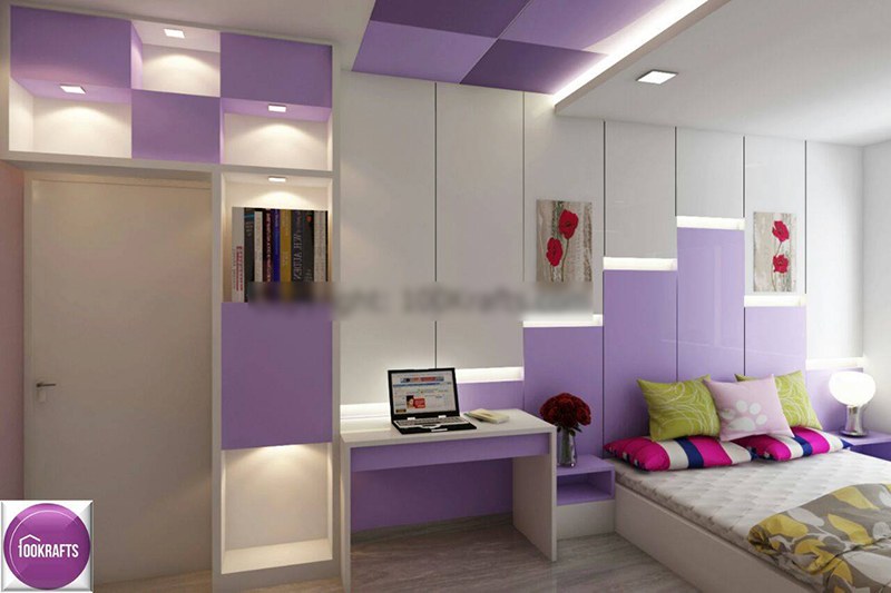 Modern Lavender Theme Bedroom by 100krafts