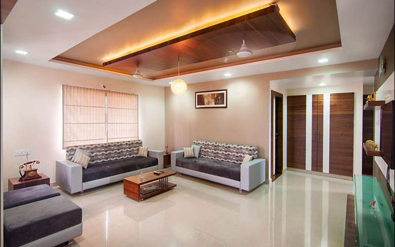 Marble Flooring And Wooden Work On False Ceiling In Living Room by Parthsarthi Living-room Contemporary | Interior Design Photos & Ideas