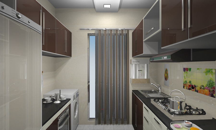 Beige Modern Modular Kitchen by Vijay Modular-kitchen Contemporary | Interior Design Photos & Ideas