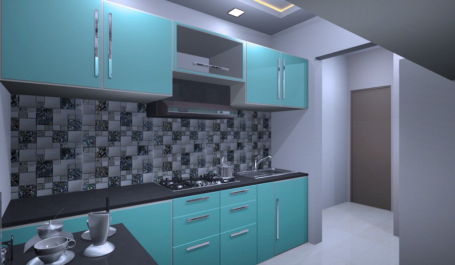 Blue Modular Kitchen Cabinets by Vijay Modern | Interior Design Photos & Ideas