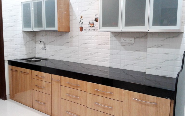 Compact Modular Kitchen with wooden Cabinets by Eureka Interiors Modular-kitchen Modern | Interior Design Photos & Ideas