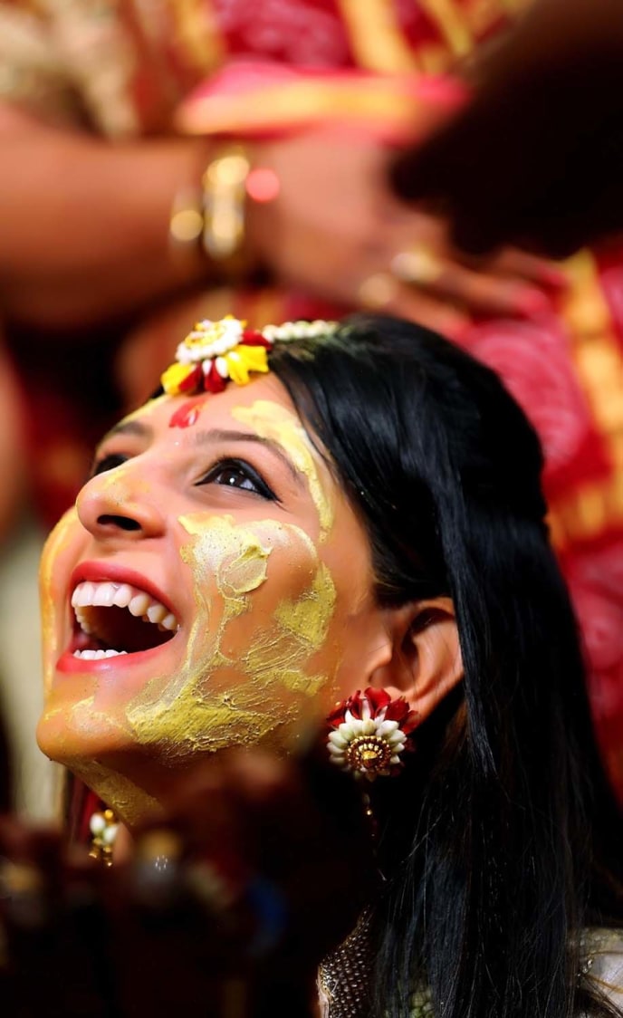 Bride During Haldi Ceremony by Karan Meghnani Photography Wedding-photography | Weddings Photos & Ideas