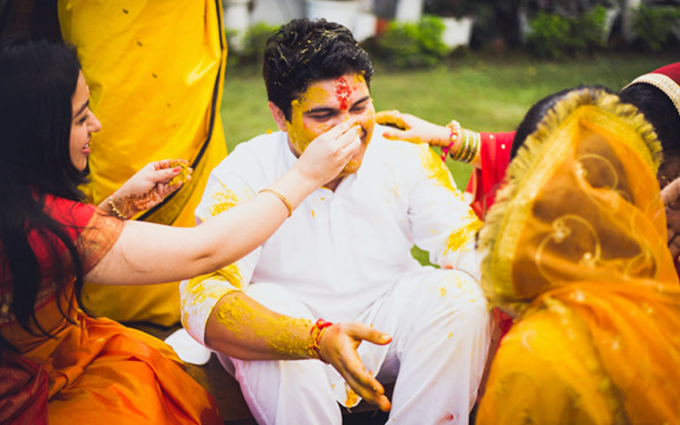 Groom During Haldi by Kritika Kishore Photography Wedding-photography | Weddings Photos & Ideas