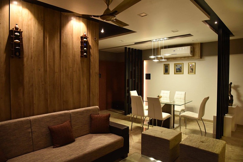 Dining Room With Wooden Work by Ar. Sachin Vasant Salvi Dining-room Contemporary | Interior Design Photos & Ideas