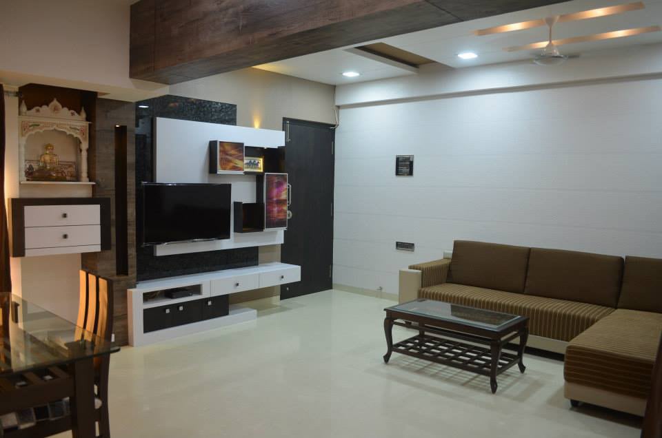 Living Room With L-Shaped Sofa by Ar. Sachin Vasant Salvi Living-room Contemporary | Interior Design Photos & Ideas