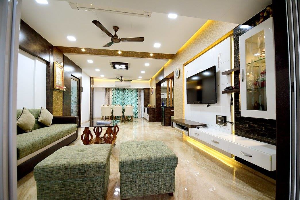 Living Room With Marble Flooring by Ar. Sachin Vasant Salvi Living-room Contemporary | Interior Design Photos & Ideas