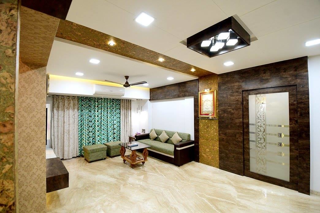 Living Room With Marble Flooring by Ar. Sachin Vasant Salvi Living-room Contemporary | Interior Design Photos & Ideas