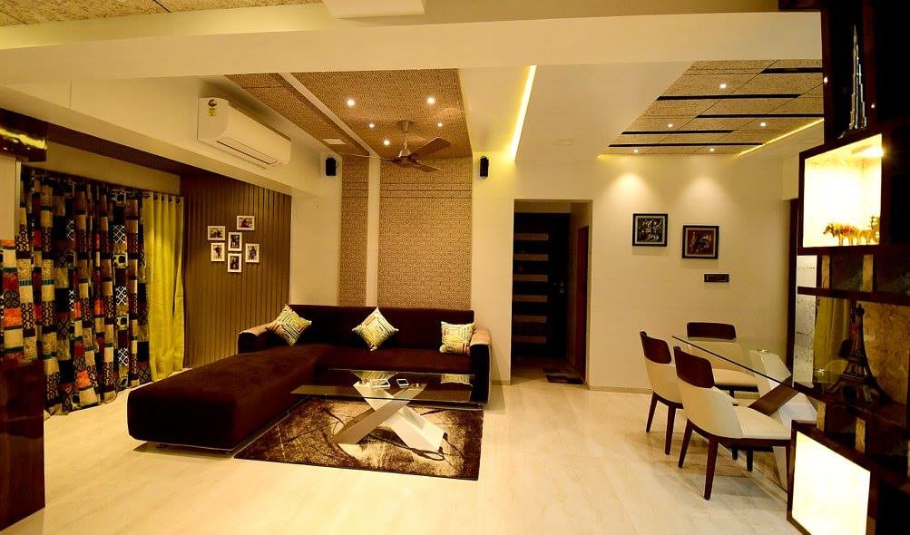 Living Room With L-Shaped Sofa Set by Ar. Sachin Vasant Salvi Living-room Contemporary | Interior Design Photos & Ideas
