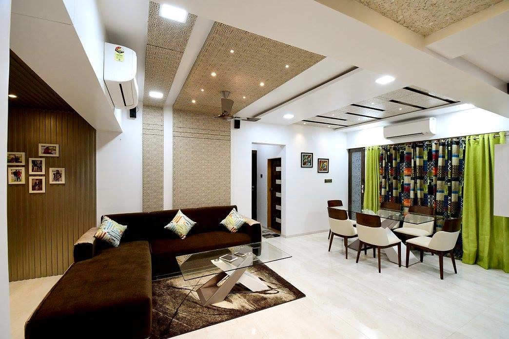 Living Room With L-Shaped Sofa And Marble Floor by Ar. Sachin Vasant Salvi Living-room Contemporary | Interior Design Photos & Ideas