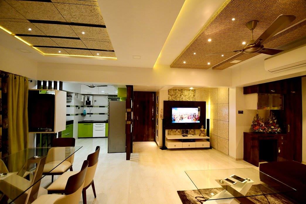 Living Room With Modern False Ceiling by Ar. Sachin Vasant Salvi Living-room Contemporary | Interior Design Photos & Ideas
