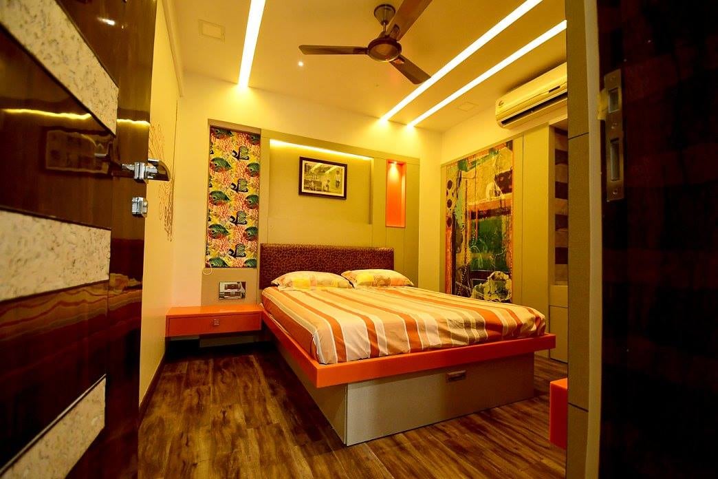 Multi Coloured Bedroom With Wooden Flooring by Ar. Sachin Vasant Salvi Bedroom Modern | Interior Design Photos & Ideas