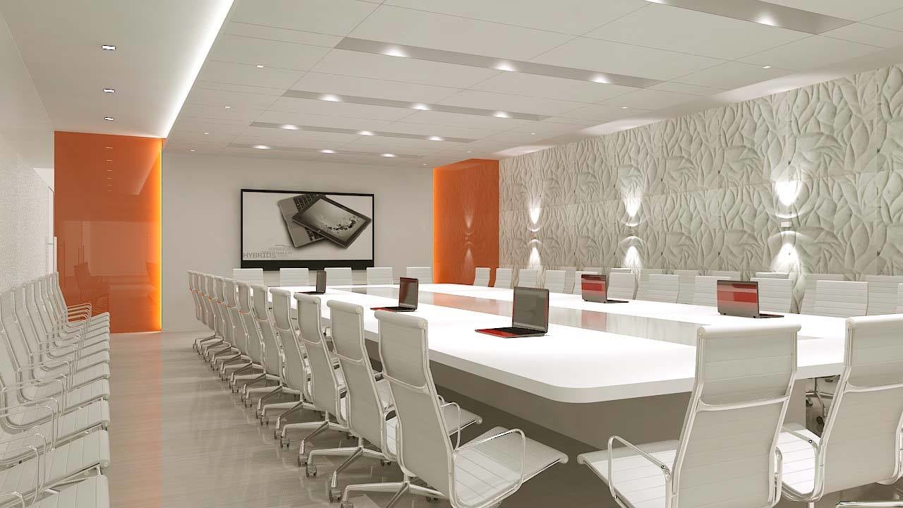Modern office conference room with marble flooring by De Panache Interior Architecture Modern | Interior Design Photos & Ideas