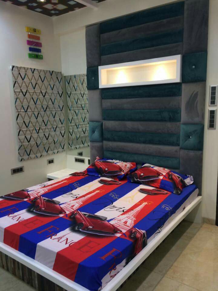 Kids Bedroom with Queen Size Bed and Cushioned Head Board by Alaya D'Decor Bedroom Minimalistic | Interior Design Photos & Ideas