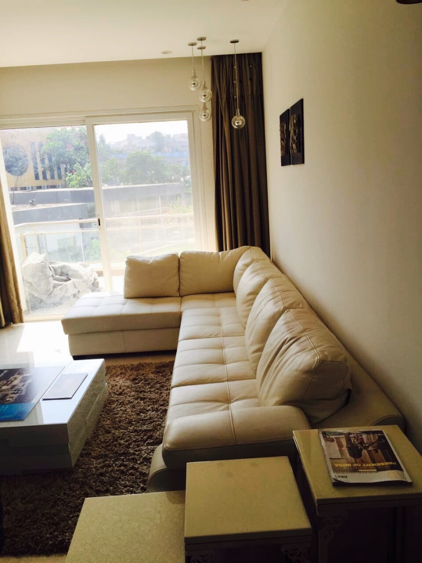 Beige Shaded Section Sofa For Living Room by Anshuma Vaidya Bora Living-room Modern | Interior Design Photos & Ideas
