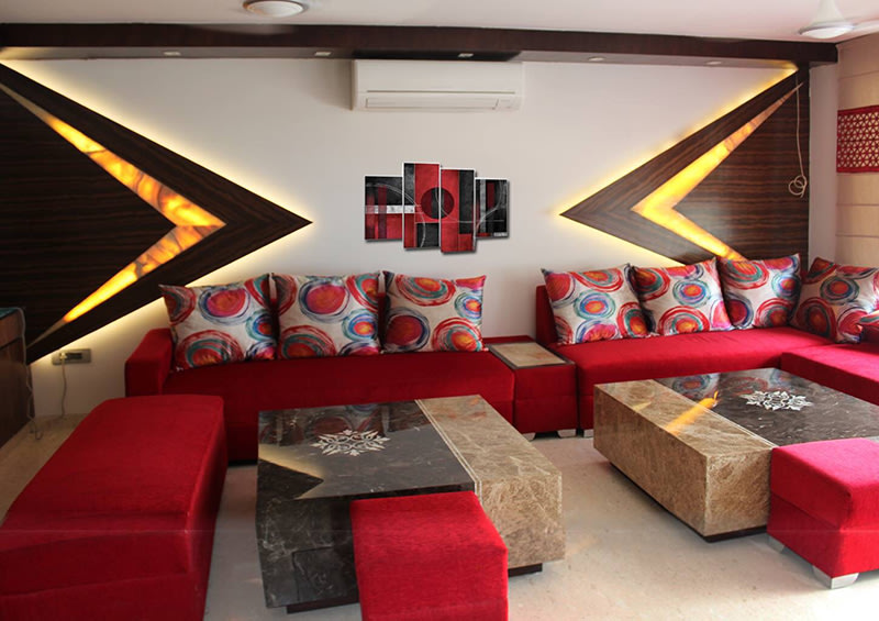 Rosy Red by Esthetics Interior Living-room Contemporary | Interior Design Photos & Ideas