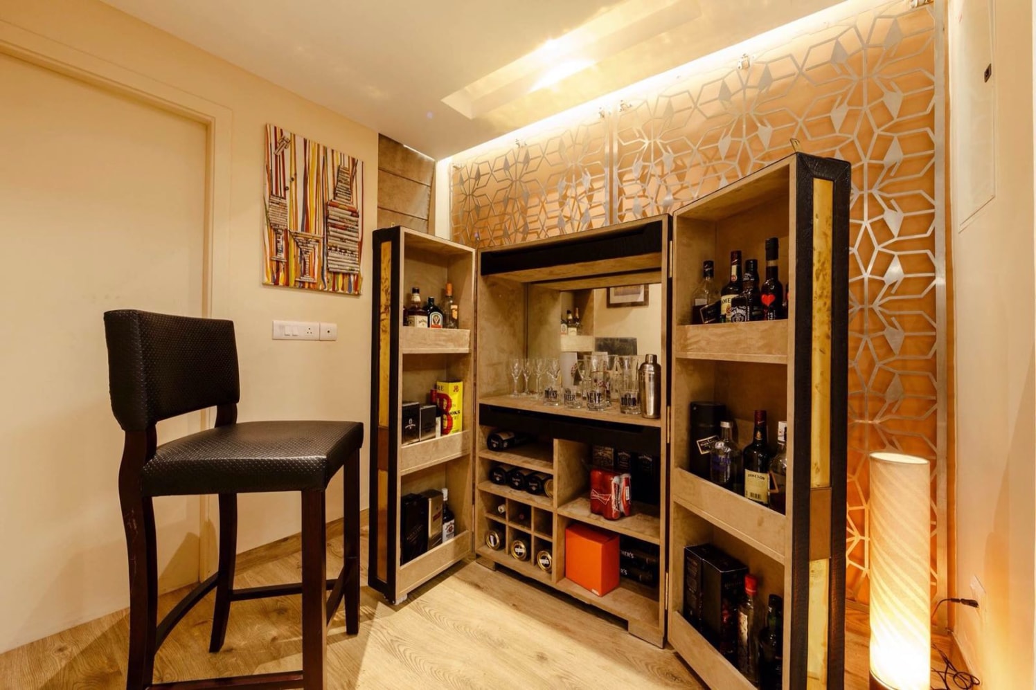 Home Bar With Wallpaper Pattern by Studio Architecture Plus Interiors Contemporary | Interior Design Photos & Ideas