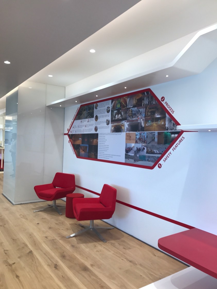 Office Space With Red Waiting Chairs by Aanoshka Choksi Contemporary | Interior Design Photos & Ideas