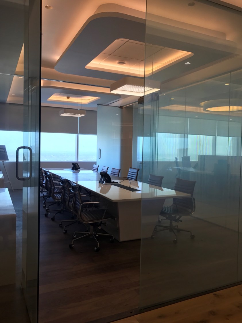 Office Interiors With False Ceiling And Glass Doors by Aanoshka Choksi Contemporary | Interior Design Photos & Ideas