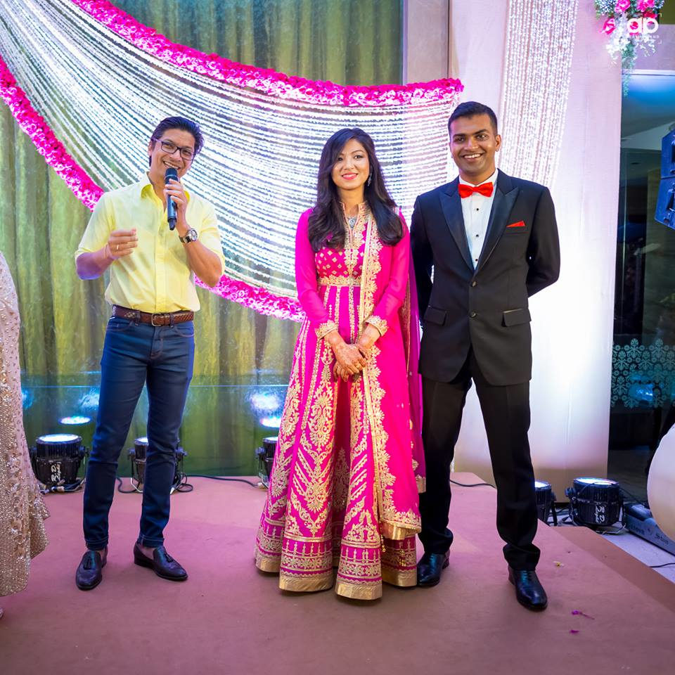 Celebrity wedding guest with the couple. by Akash Anand Photography Wedding-photography Wedding-dresses Groom-wear-and-accessories | Weddings Photos & Ideas